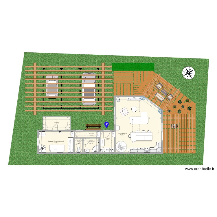 bel oeil plan avec extension V2. Plan de 0 pièce et 0 m2