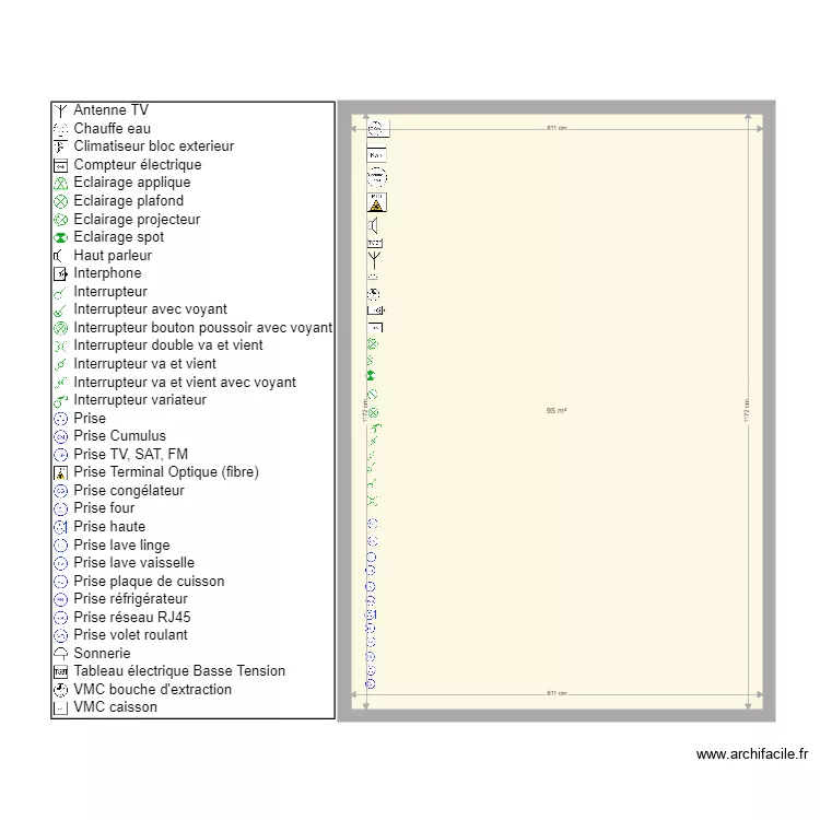l&eacute;gende plan 2l2ctrique. Plan de 