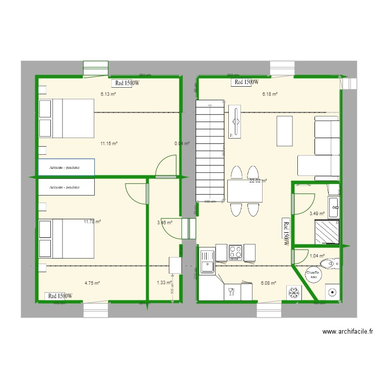 gauche 2 sous pente projet T3. Plan de 0 pièce et 0 m2