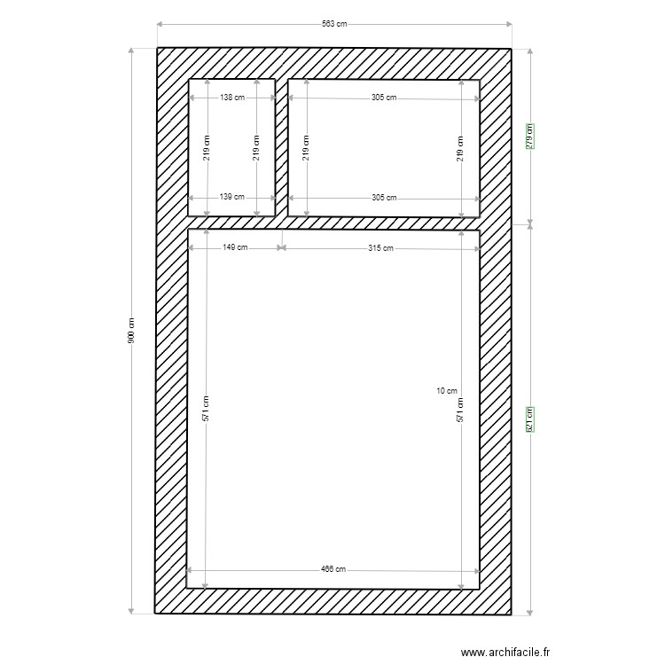 plan etage ouverture actuel . Plan de 3 pièces et 36 m2