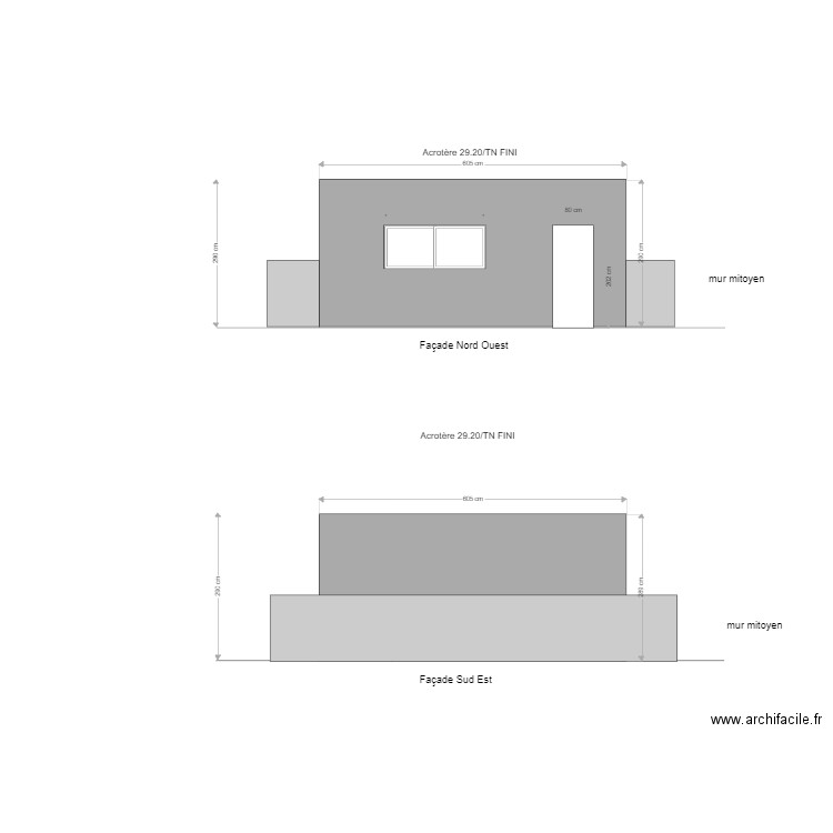 Facades Nord Ouest  et Sud Est  avril. Plan de 0 pièce et 0 m2