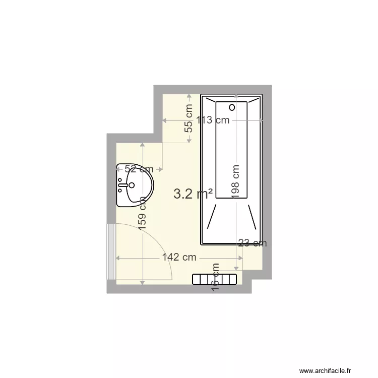 Salle de Bain Fosse. Plan de 
