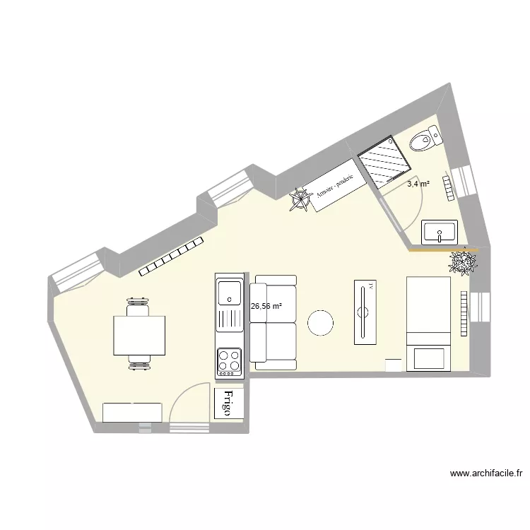 BONNERY STUDIO n&deg;3. Plan de 2  et 30 m²