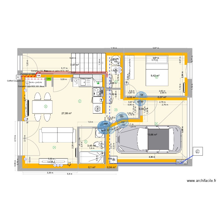 SJDV3 RDC v5. Plan de 10 pièces et 64 m2
