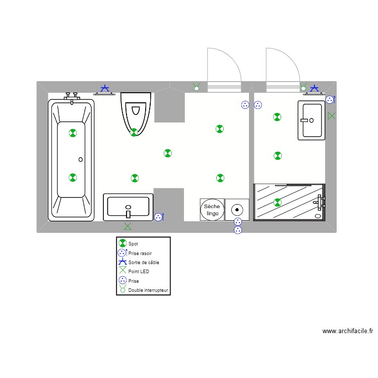 SDB & SDD. Plan de 0 pièce et 0 m2