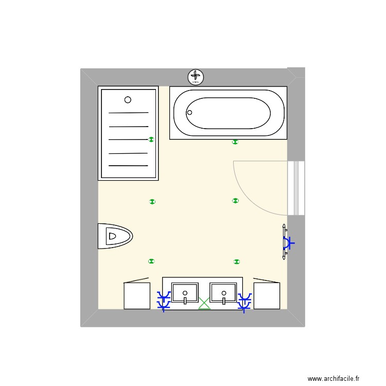 mangano. Plan de 1 pièce et 9 m2