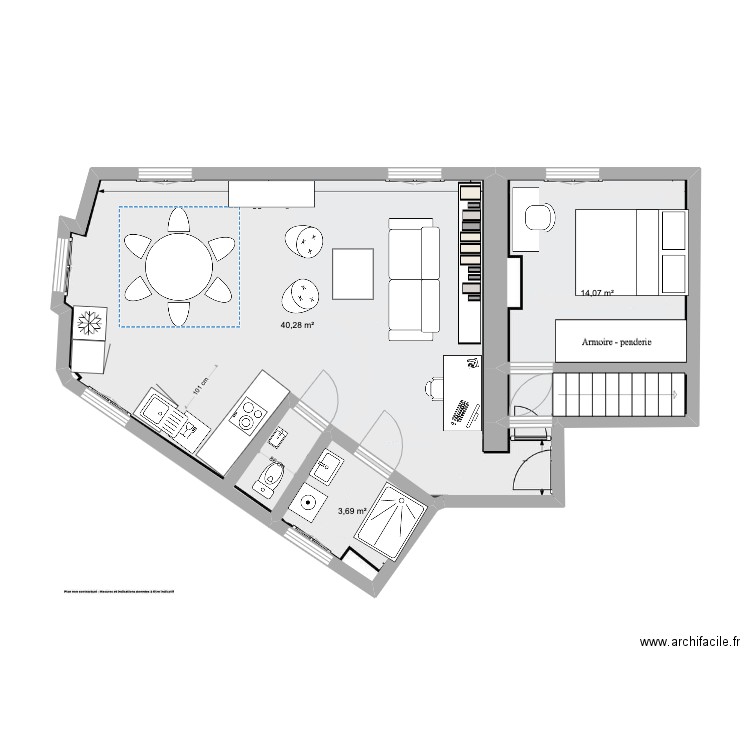 Immeubles industriels _ v2. Plan de 3 pièces et 58 m2