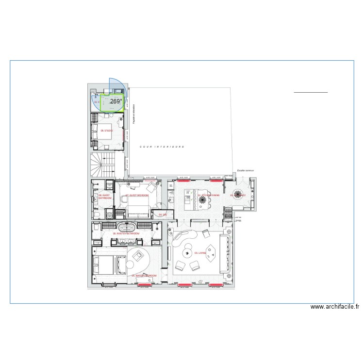 Sté HENRI. Plan de 1 pièce et 4 m2