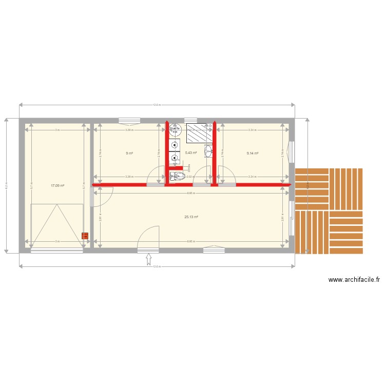 Le Moulin Juin 2022 Projet Maison T3 Version 4. Plan de 5 pièces et 66 m2