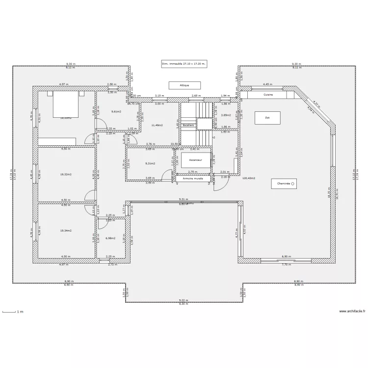 Projet Reconvilier - attique. Plan de 