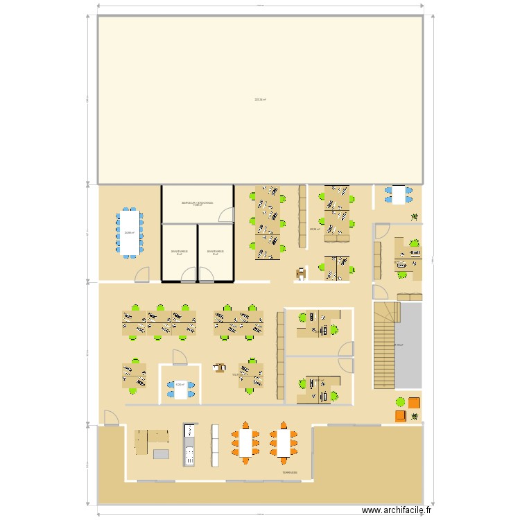 Bureaux V2.3. Plan de 13 pièces et 672 m2