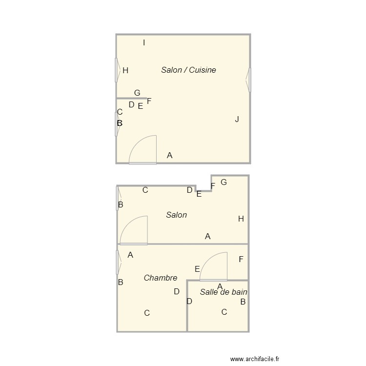 Croquis ETCHEVERRIA. Plan de 4 pièces et 31 m2