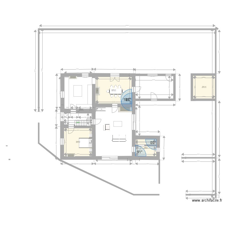 Maison Arces 2. Plan de 5 pièces et 54 m2