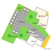Plan extérieur surfaces 8 - Parking 9 places