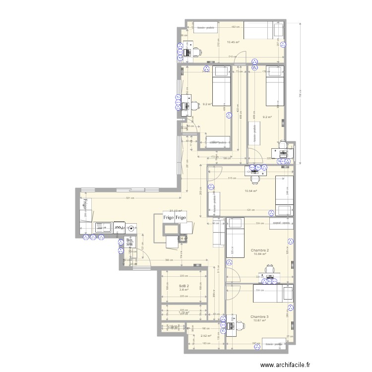 Evry 6 Avec Meubles et Electricité modifié. Plan de 0 pièce et 0 m2