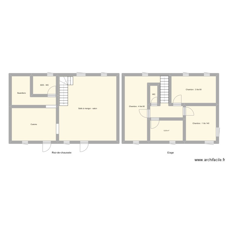 GR1116. Plan de 9 pièces et 109 m2