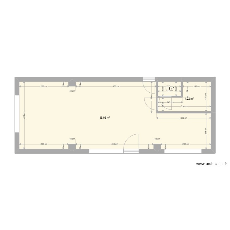 RDC Libercourt. Plan de 3 pièces et 44 m2