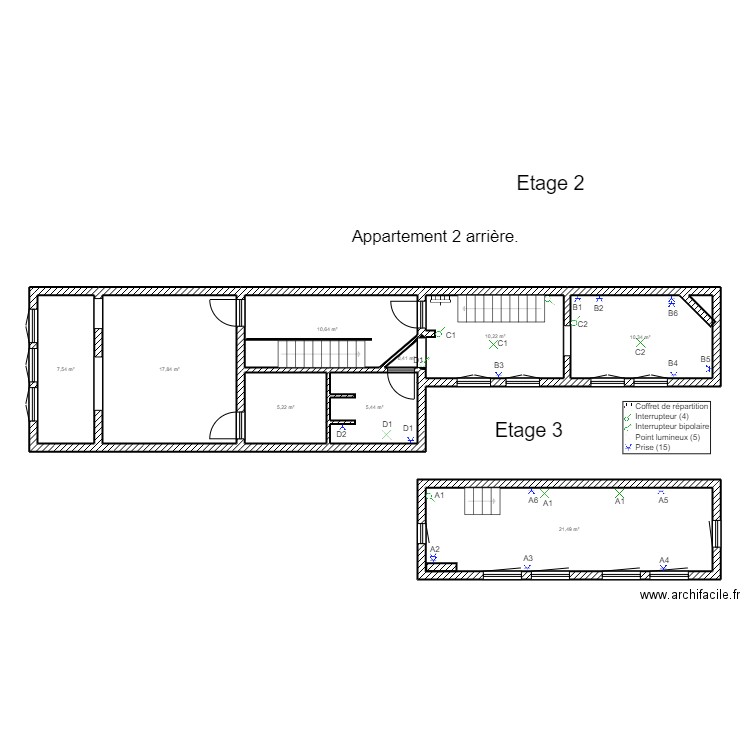 Electricité : troisiéme étage Saint Gilles 302 Liège . Plan de 0 pièce et 0 m2