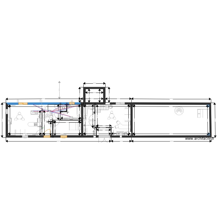 maison bleue cuisine version 2. Plan de 3 pièces et 151 m2