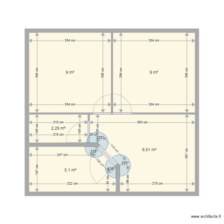 BUNGALOW COUDRAY. Plan de 5 pièces et 35 m2