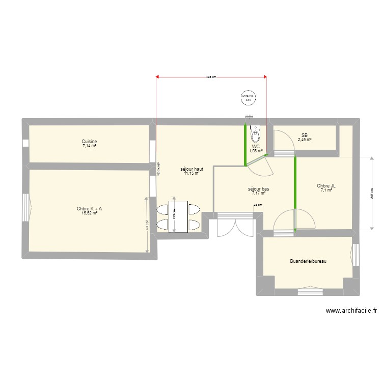 lemoine. Plan de 10 pièces et 59 m2