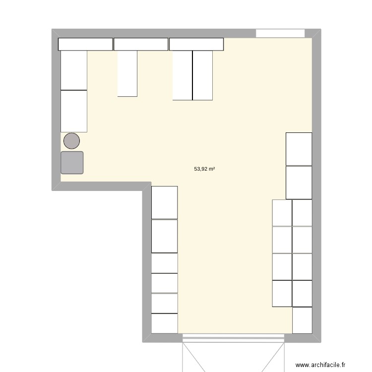 Atelier. Plan de 1 pièce et 54 m2