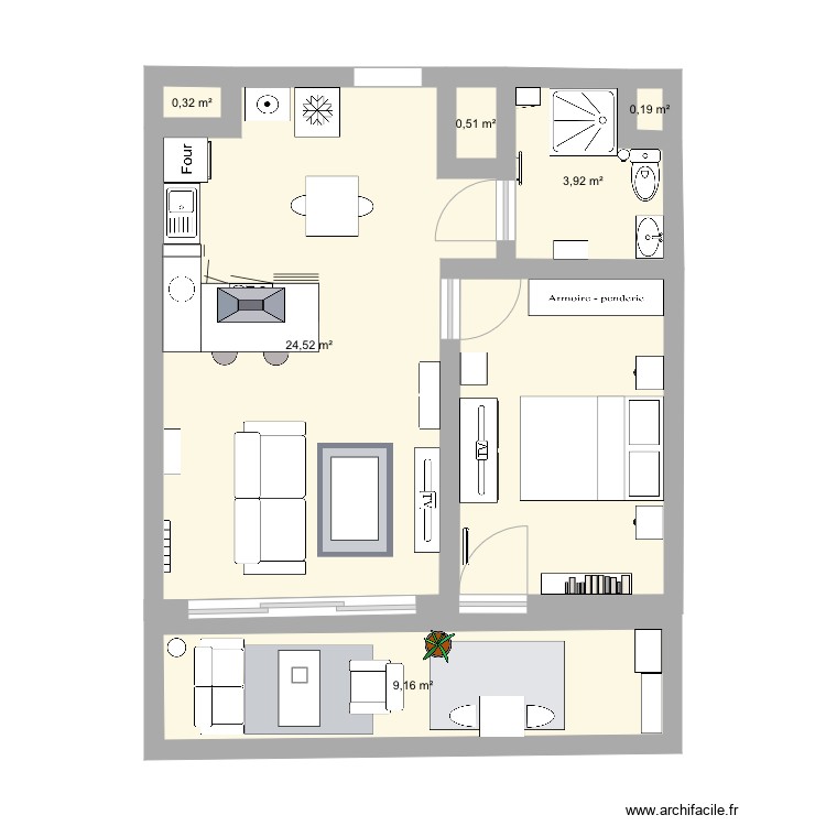 Plan Appartement 50m2 Rectangulaire