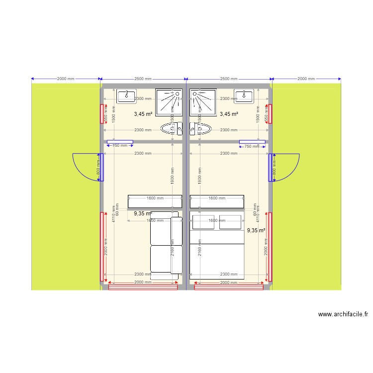 krum. Plan de 6 pièces et 47 m2