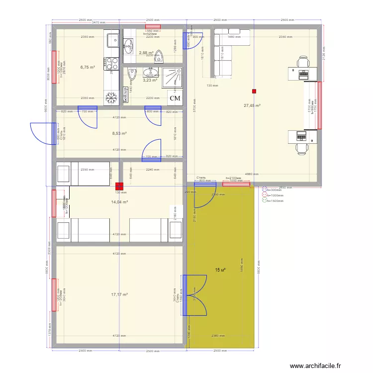 90 2 big spalnya1 ЭЛ 1111. Plan de 