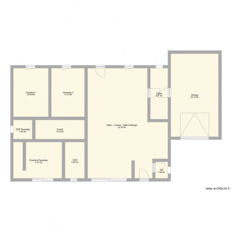 maison terrain 1100m2 entree sud. Plan de 0 pièce et 0 m2