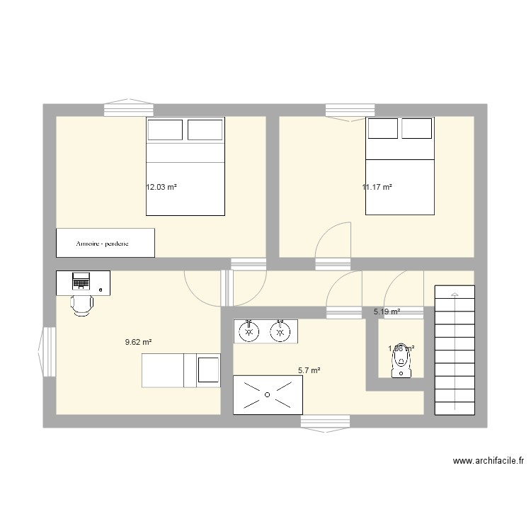 1er étage. Plan de 0 pièce et 0 m2