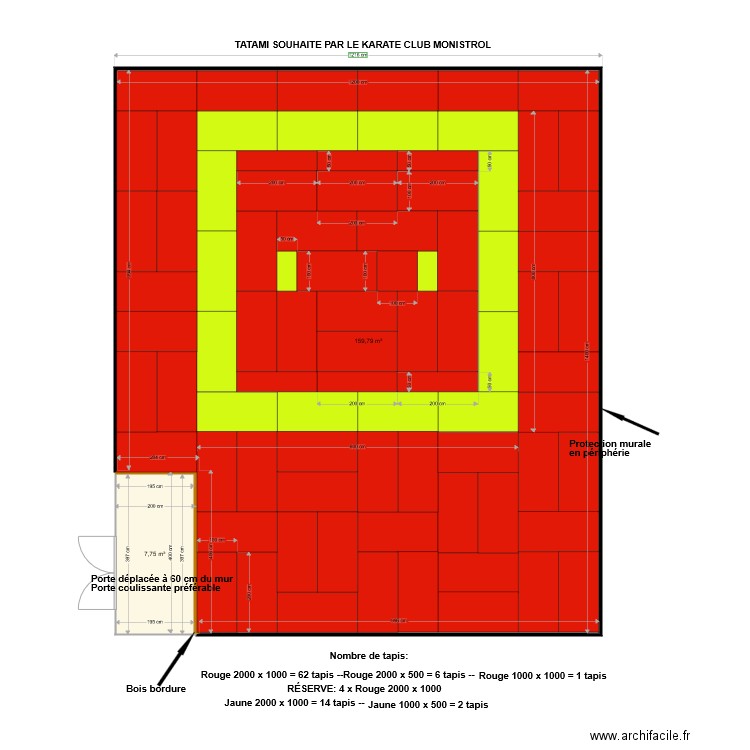 DOJO Monistrol. Plan de 2 pièces et 168 m2