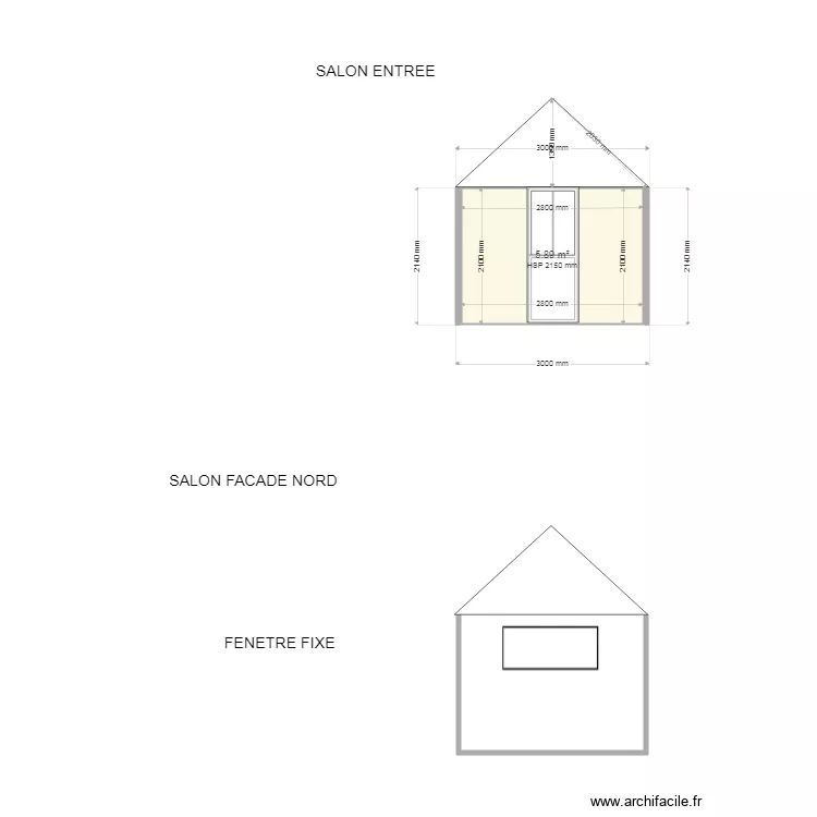 SALON FACADE NORD. Plan de 