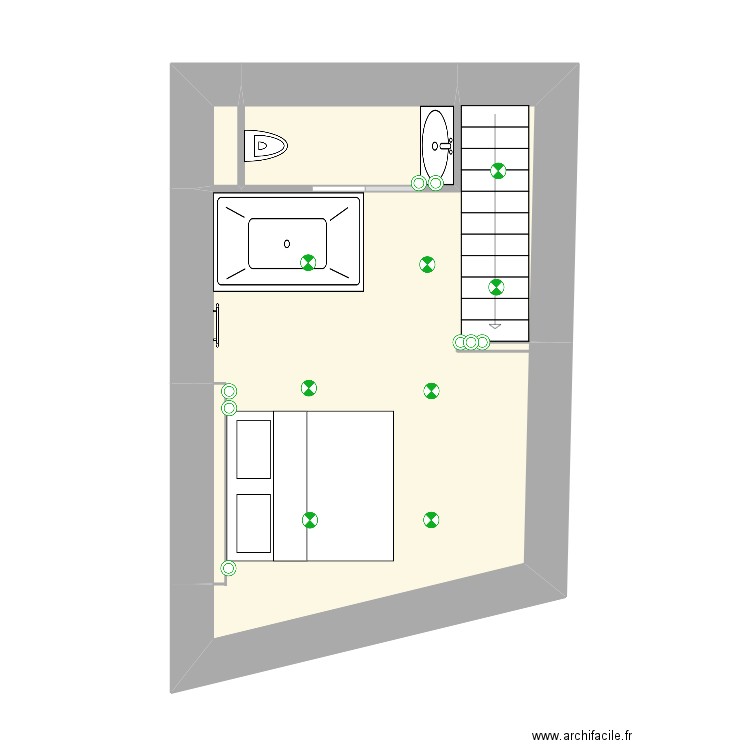 LBO R+1. Plan de 3 pièces et 22 m2