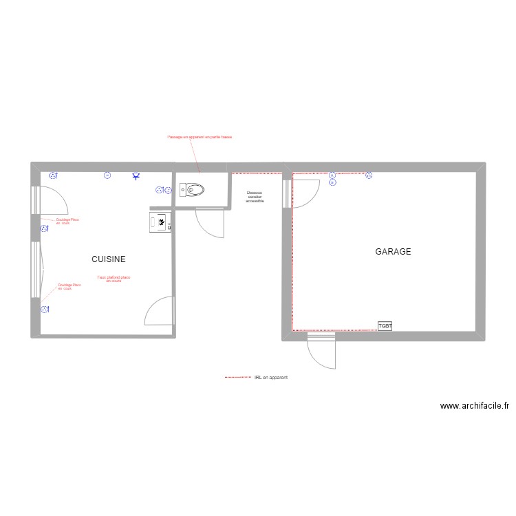 Martin elec . Plan de 2 pièces et 41 m2