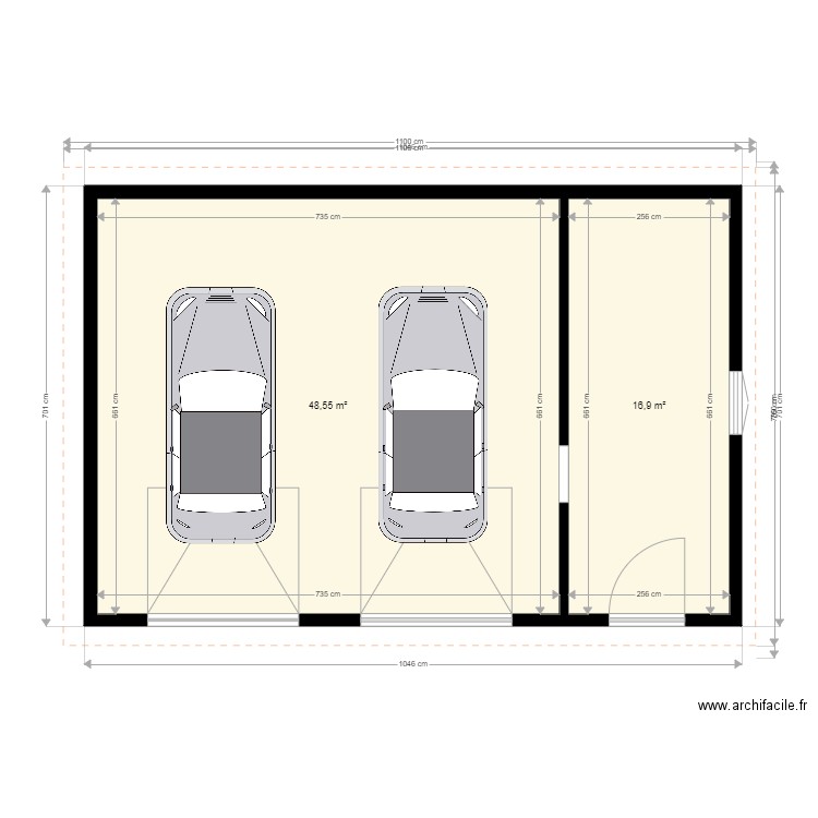Plan double garage . Plan de 0 pièce et 0 m2
