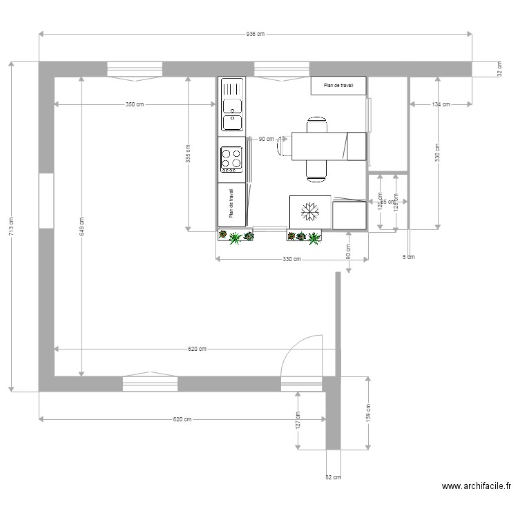 Aménagement cuisine V1 bis. Plan de 0 pièce et 0 m2