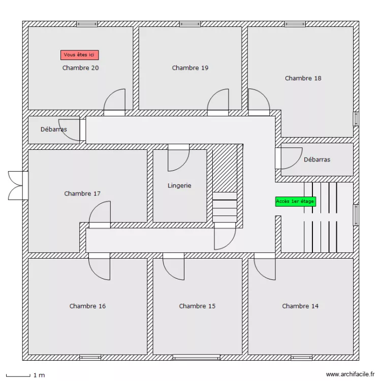 Auberge - 2e etage - Chambre 20. Plan de 