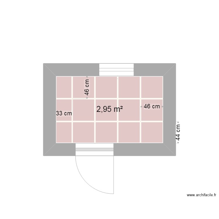 carrelageSalleEau. Plan de 1 pièce et 3 m2