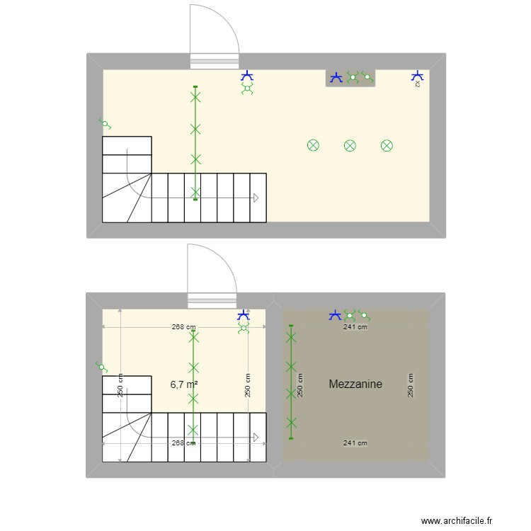 Elec copée dressing. Plan de 4 pièces et 26 m2