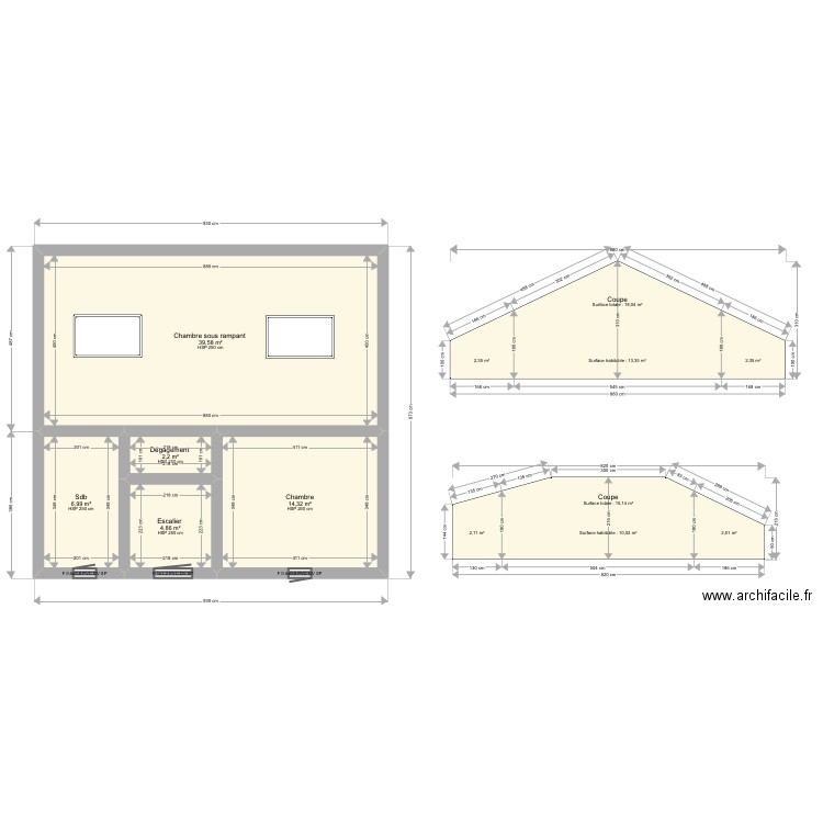 Rapold R+2. Plan de 5 pièces et 68 m2