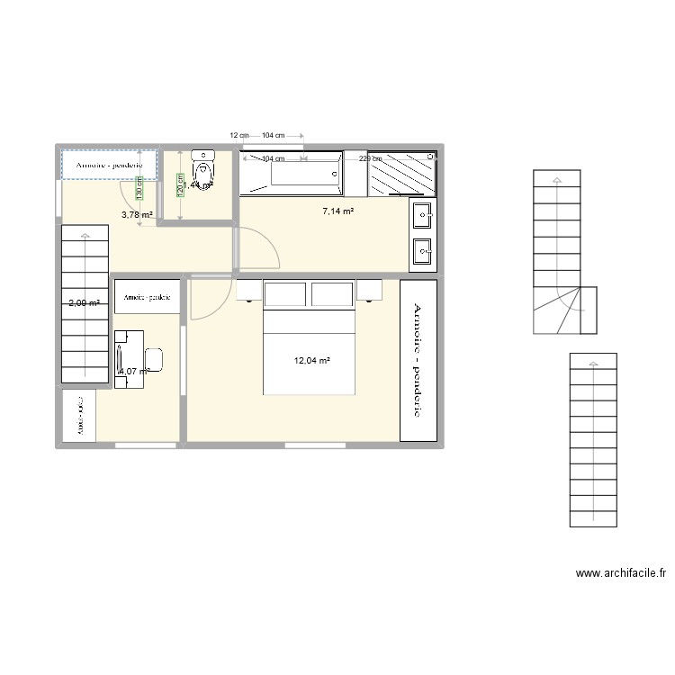 étage. Plan de 6 pièces et 31 m2