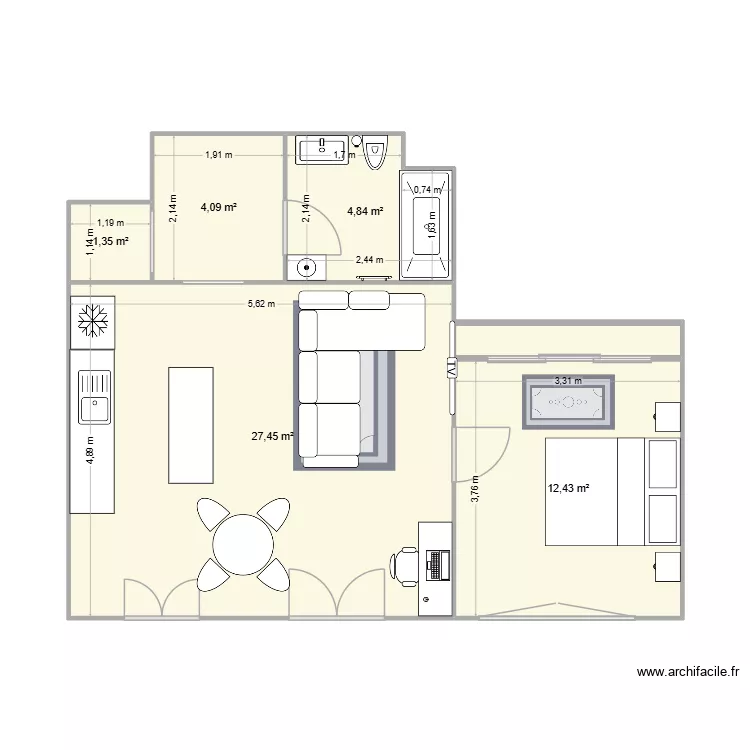 Maison 1 43m&sup2; Ste Gen. Plan de 6 pièces et 52 m²