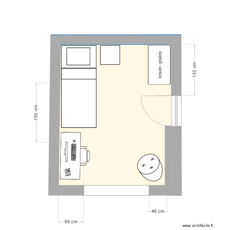 Chambre Antoine V5. Plan de 1 pièce et 10 m2