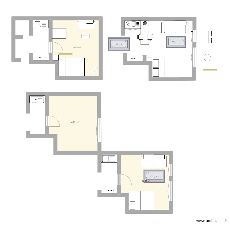 avignon. Plan de 3 pièces et 42 m2