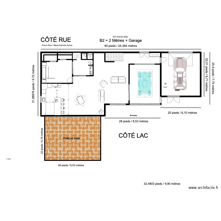 Chalet premier plancher + 2 mètres B3. Plan de 9 pièces et 168 m2