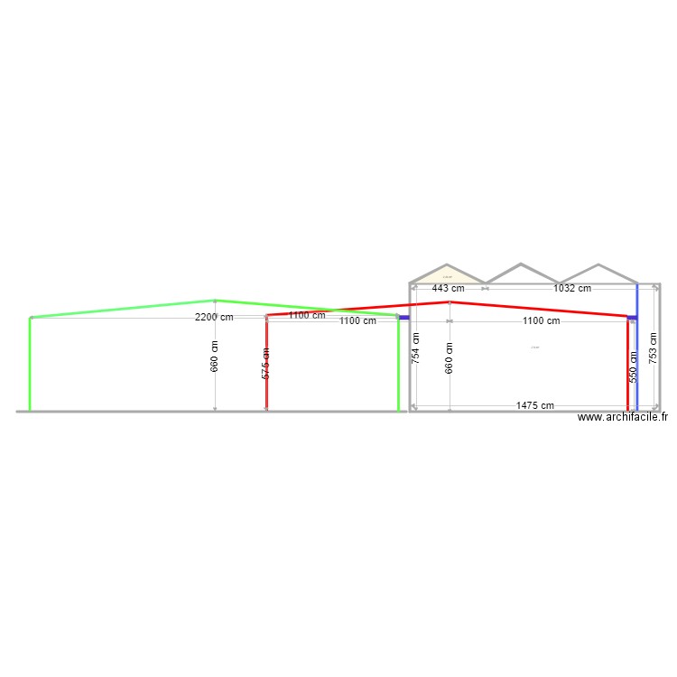 hangar serre 4 et 5. Plan de 2 pièces et 113 m2