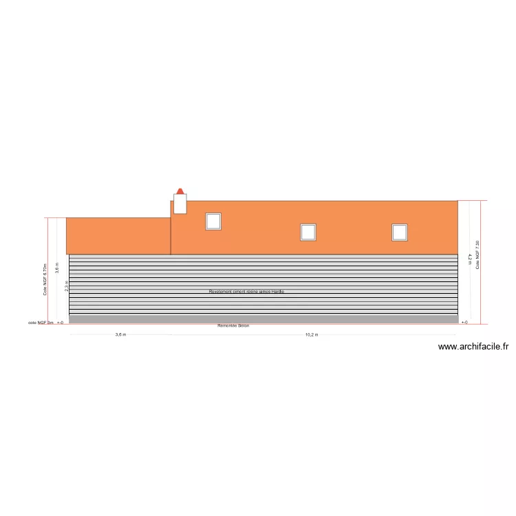 Facade OUEST 05. Plan de 