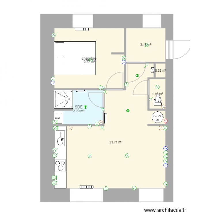 1 étage T2 maison. Plan de 0 pièce et 0 m2