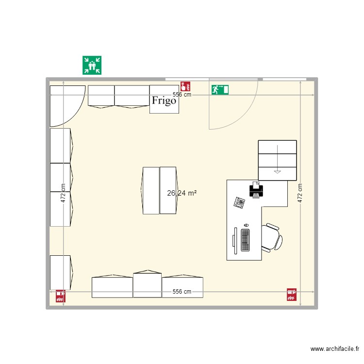 Test Pièce. Plan de 1 pièce et 26 m2